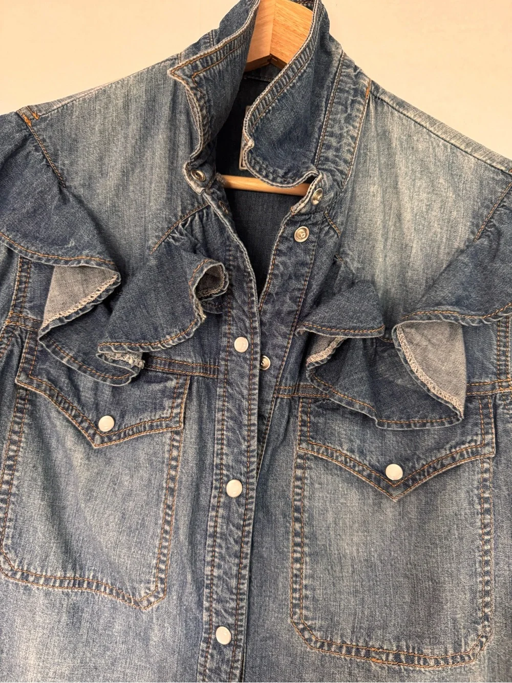 Zadig & Voltaire Toky Ruffle Denim Shirt - Picture 4 of 11